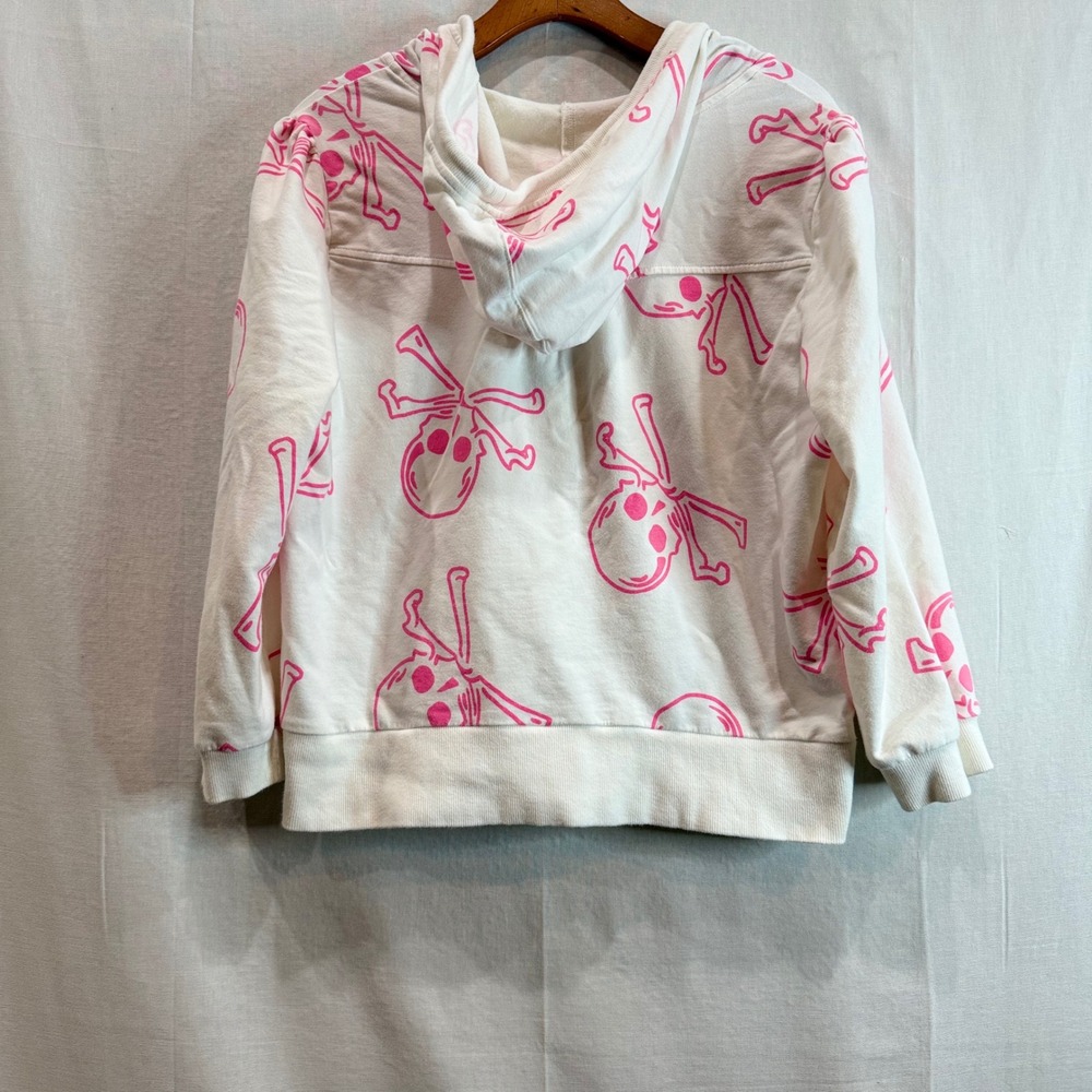 Vintage Victoria Secret Pink Skull & Bones Zip Hoodie Grunge Princess L Y2K PUNK - Picture 6 of 11